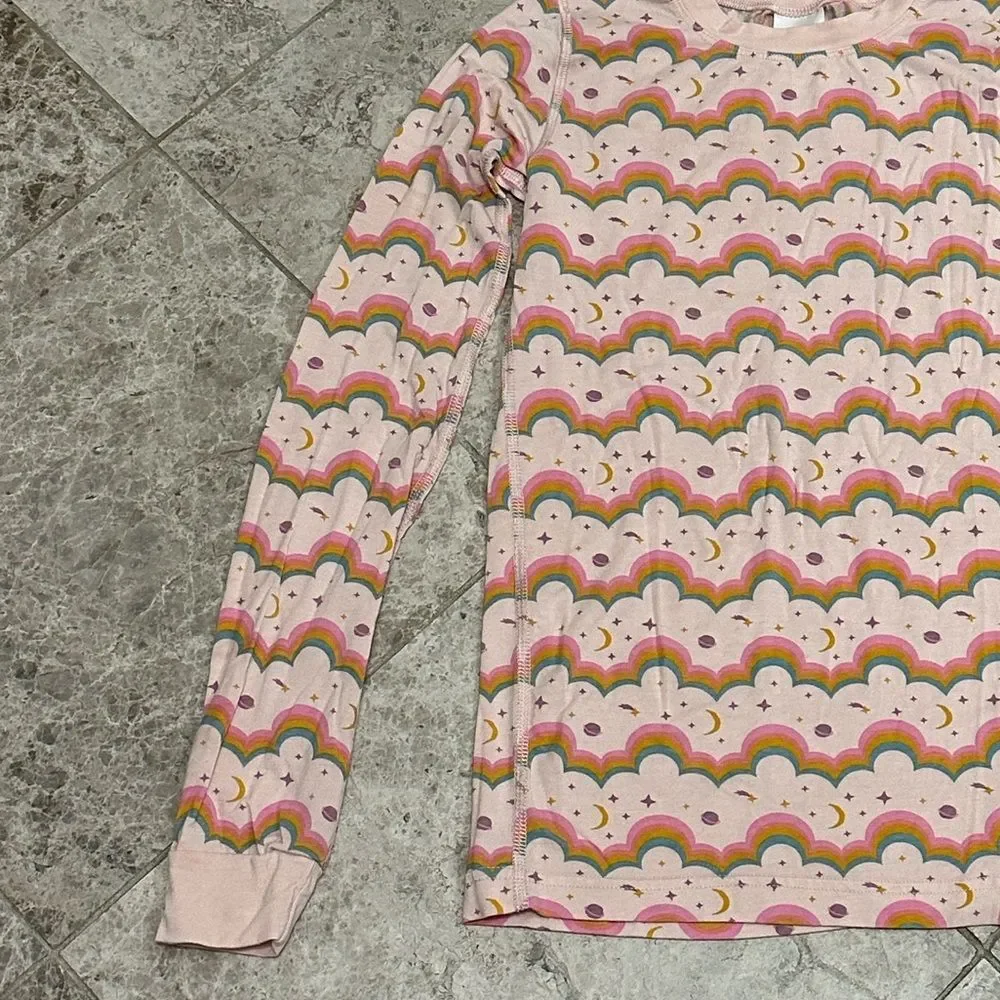 Hanna Andersson HannaSoft Pink Rainbow Long Sleeve Pajama Set Size 150  US 12